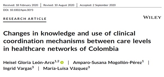Publication of the results of the Equity-LA II project on the limited evolution in the implementation of clinical coordination mechanisms in health service networks in Colombia