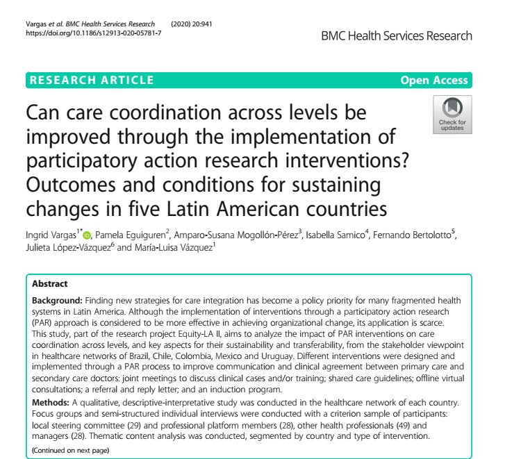¿Se puede mejorar la coordinación entre niveles asistenciales con intervenciones diseñadas en colaboración con los profesionales?